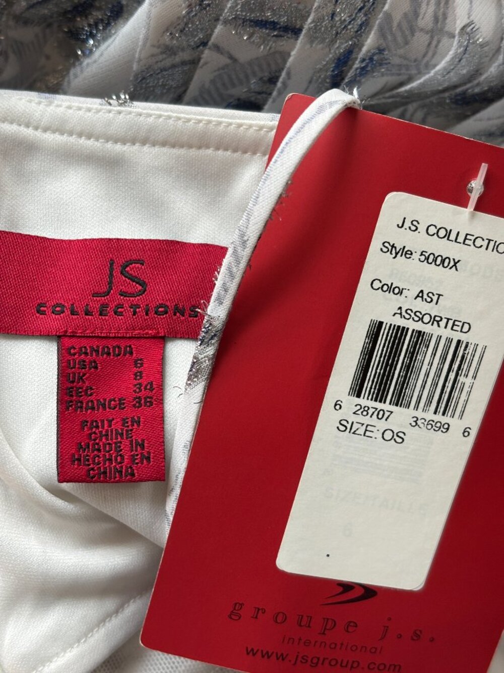 JS Collections Metallic Tiered Jacquard Cocktail Dress Size 6 NWT - Picture 5 of 7